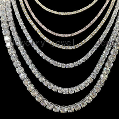 Source Factory 925 Silver 2-6.5mm Moissanite Hip Hop Punk Necklace Tennis Chain Choker 3 Colors Luxury Punk Cuba Chain Necklaces