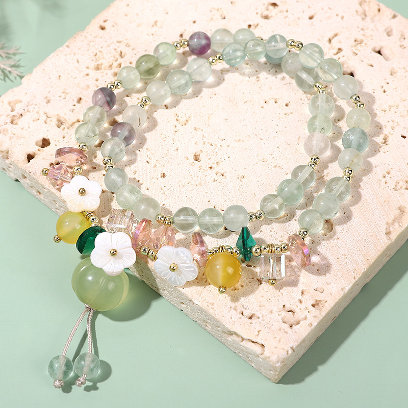 Double circle grape stone crystal bead bracelet, Japanese and Korean fashion, small, fresh, simple, sweet temperament, best friend bracelet