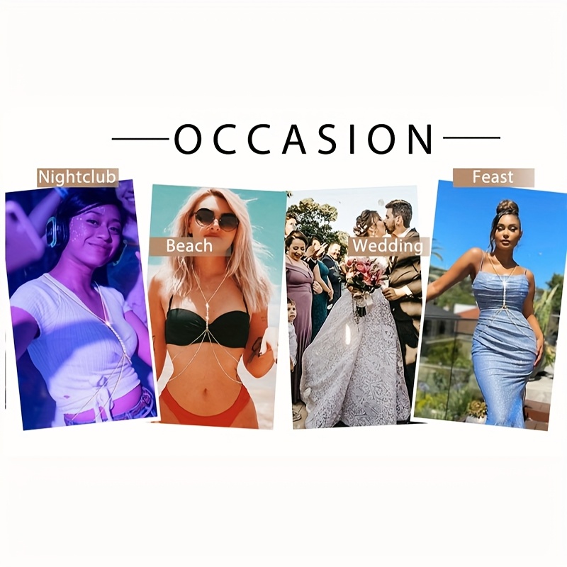 VOBIPY Simple Chest Chain Jewellery Harness Rhinestone Bra Bikini for Women Belly Waist Chain Body Sexy Lingerie Luxury Top Gift