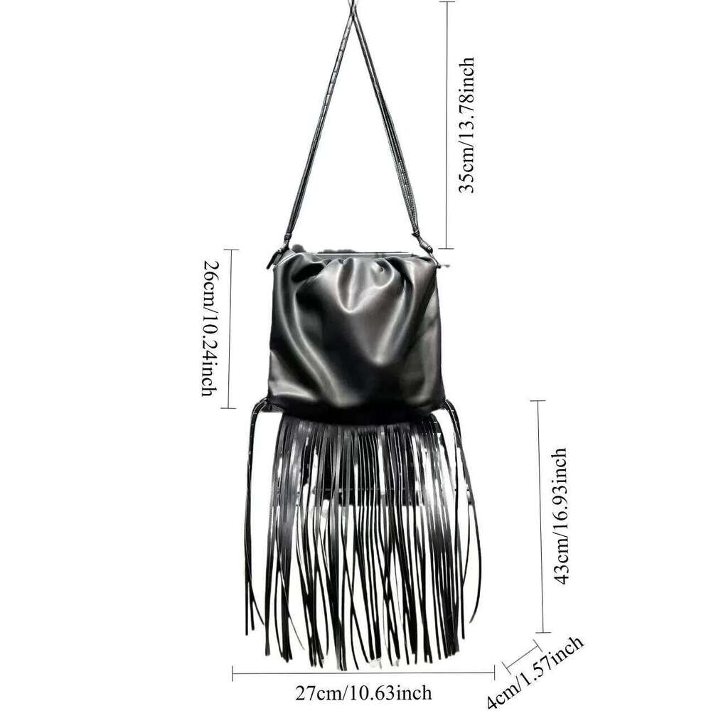 Women's Bags Designer Ladies' Fashionable And Elegant Tassel Handbag, Made Of Pure Vegan Leather, Retro Dinner Shoulder Bag