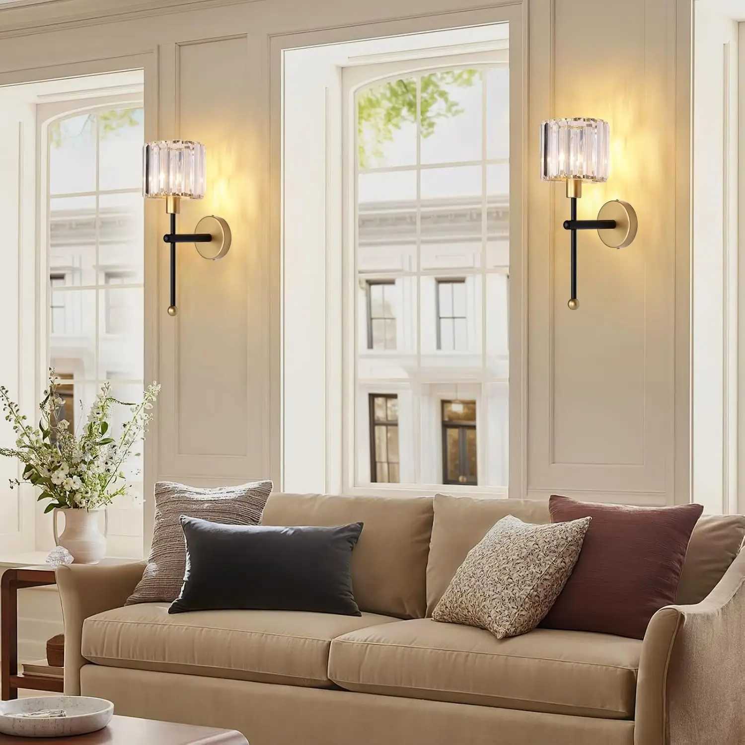 Non Hardwired Wall Sconces Battery Operated Wall Lights Wireless Glass Wall Lighting Fixture with Remote No Wires Lamp for homeXJ250526