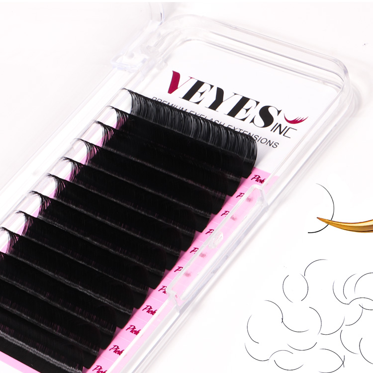 Veye Wholesale Volume Silk Eyelash Velvet Cashmere Russian Matte Black Vegan Custom Logo Volume Lash Extention