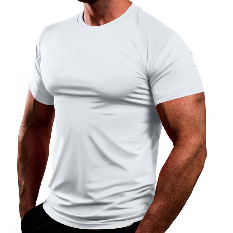 Summer Mens T-shirts Gym Running Training Cotton Round Neck Oversized T-Shirt Fashion Men Clothing Fitness Clothes Top 240806 - view 3
