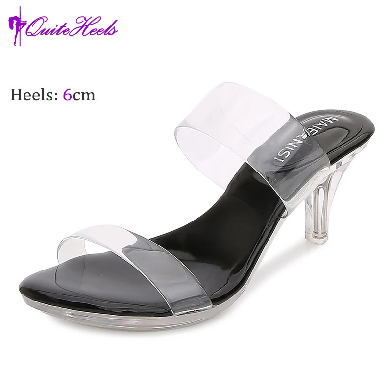 6CM sexy womens daily outdoor leisure shopping durable summer sandals transparent crystal highheeled 250526