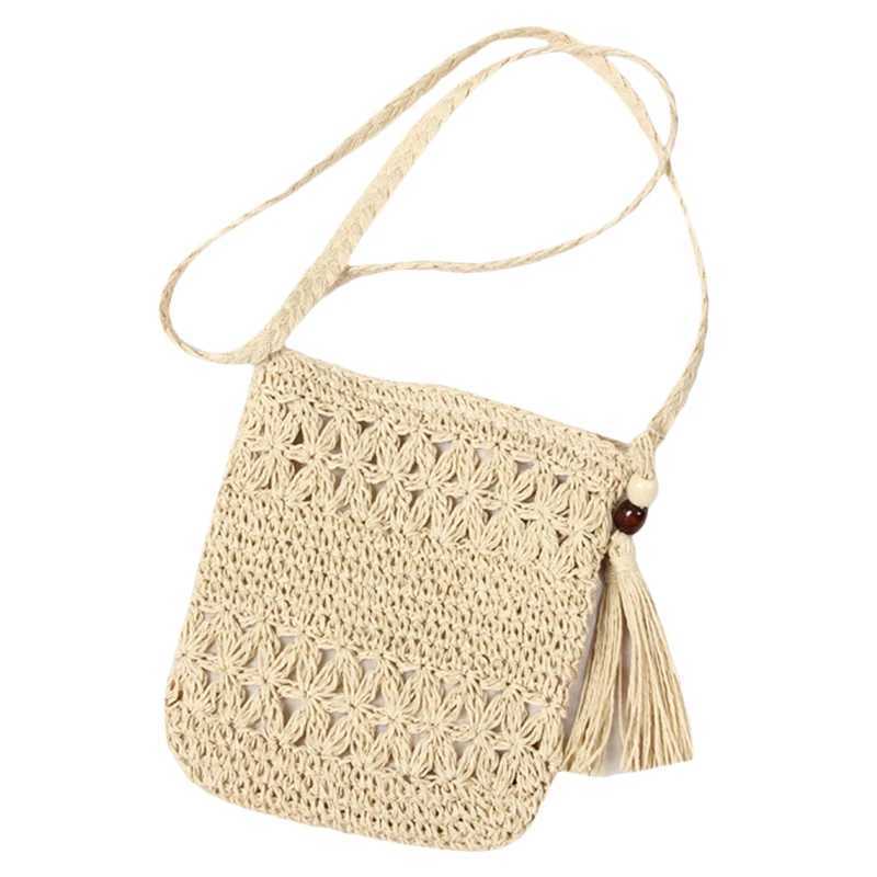 Casual Beach Straw Shoulder Bag Women Crossbody Bag All-match Handbag Square Shape Tassel Hollow Rattan Bag Fashion High Quality W250524