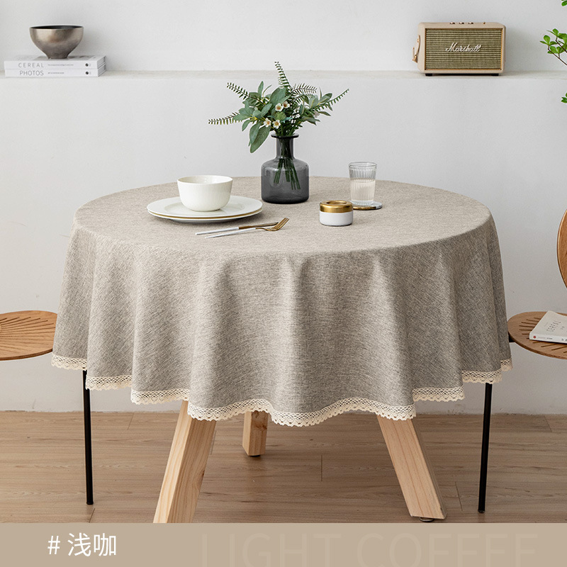 A656 waterproof and oil-proof wash-free light luxury hotel restaurant large round table cover dining table coffee table