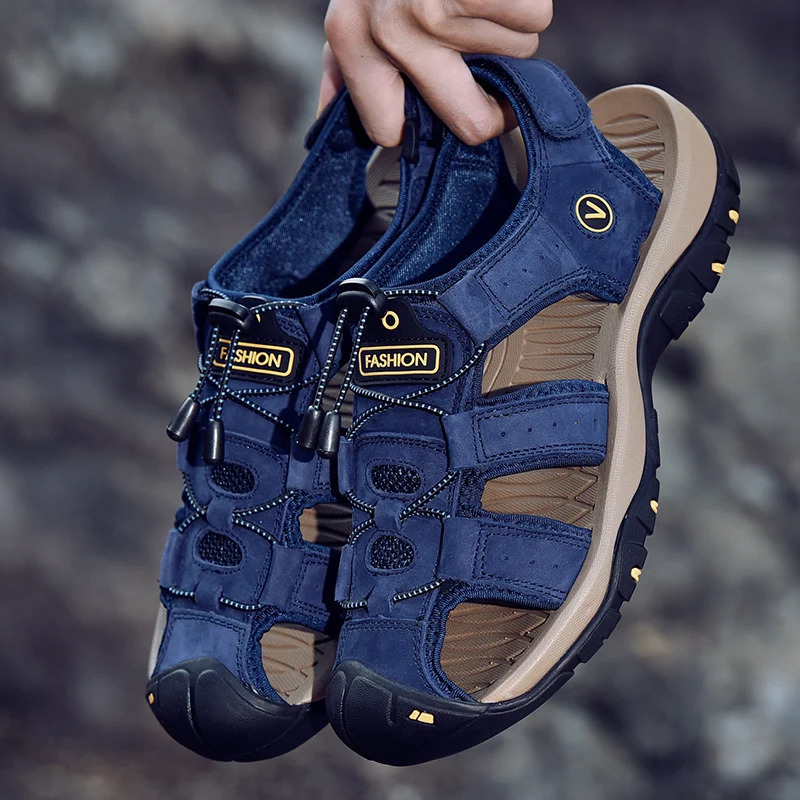 Genuine Leather Men Sandals Summer Beach Shoes Outdoor Man Fashion Mens Casual Roman Plus Size 3848 250523BJ - view 4