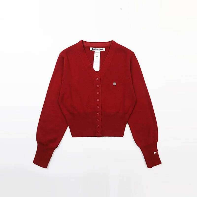 2025 Badblood Sweatshirt American Spice Girls Knitted Cardigan Women V-Neck Embroidered Niche Sweater Top Tide