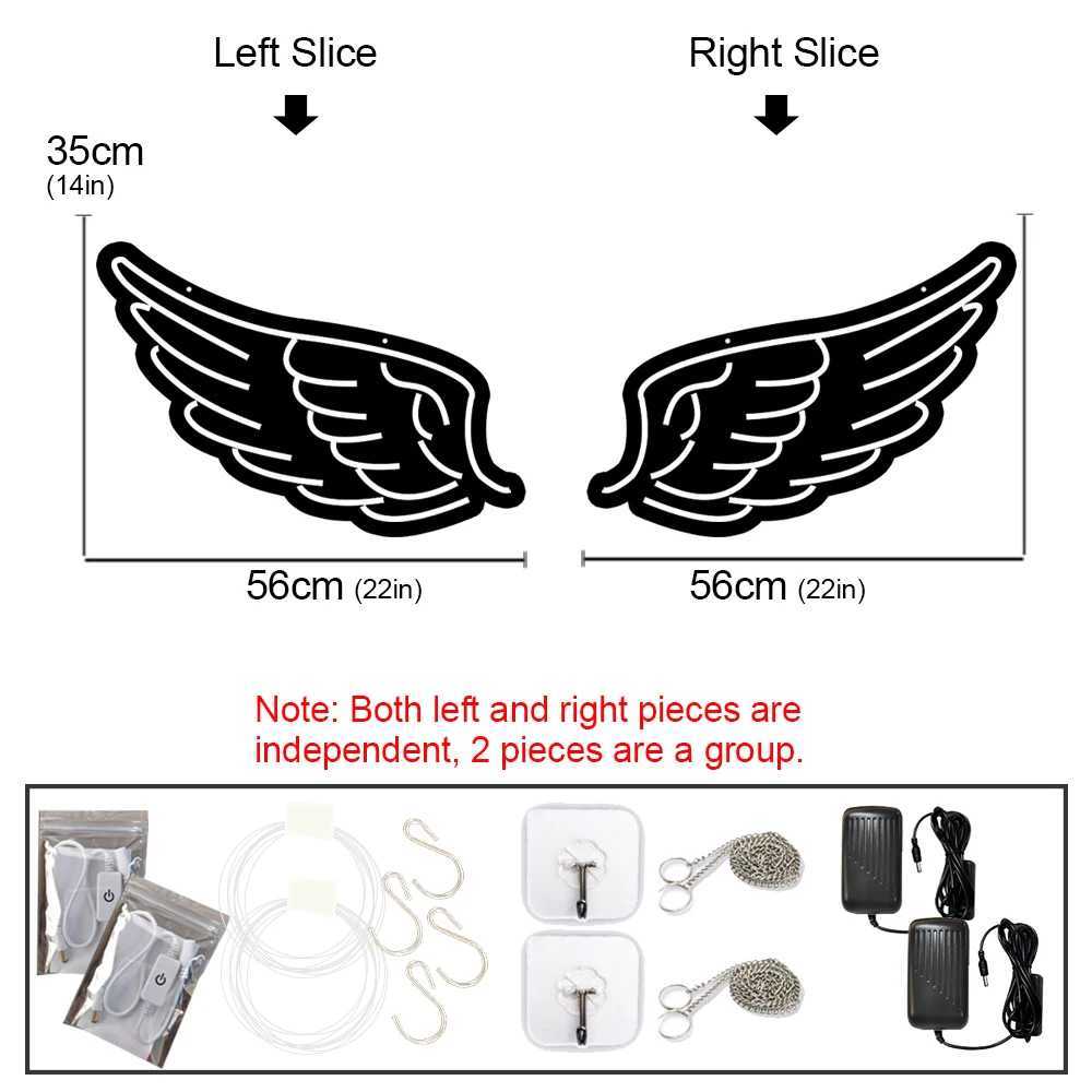 Angel Wings LED Neon Sign Model Props Glowing Acrylic Wall Art Light Decoration Home Party Artwork Wedding Night Light Birthday W250526