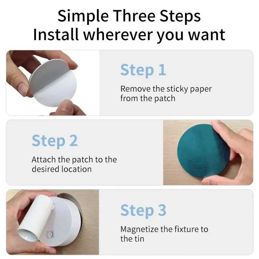 Rechargeable Mini LED Wall Light Modern Magnetic Night Light Spotlight Touch Sensor Tricolor Reading Bedside Lamp Decor LightingXJ250526