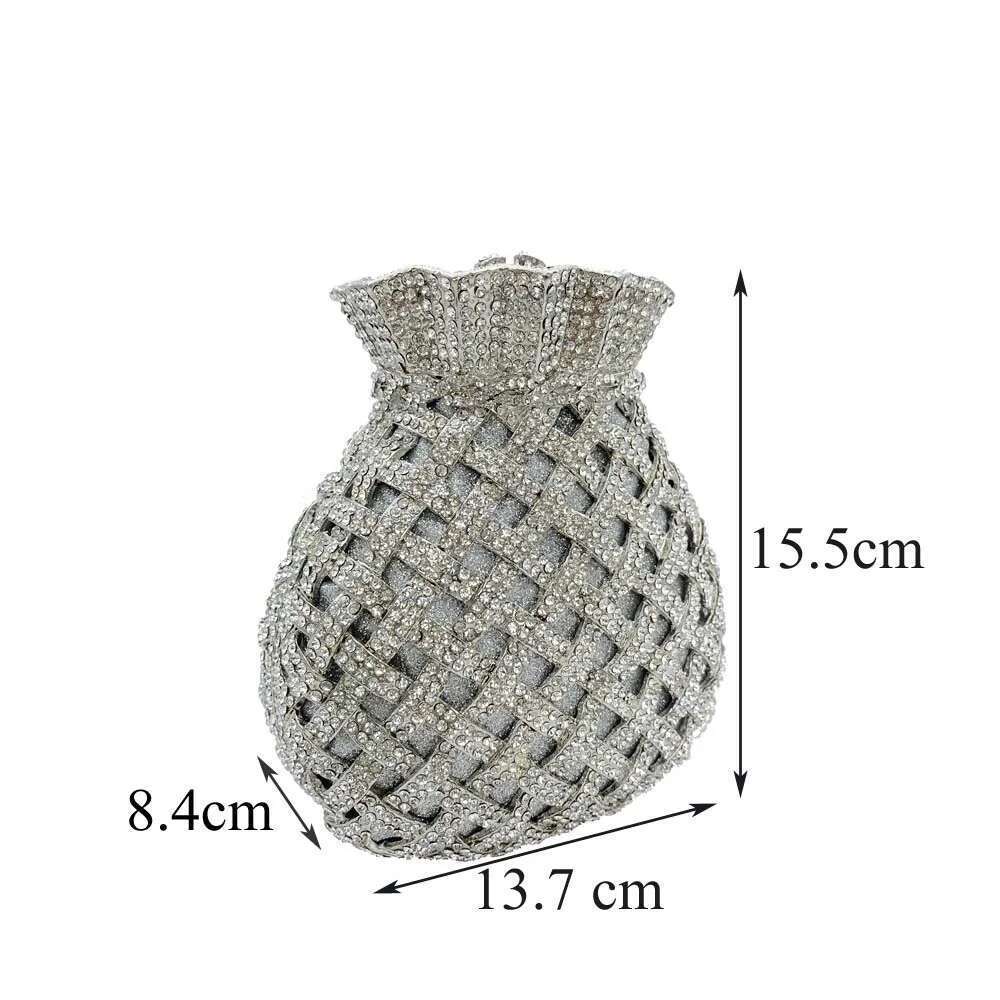 Hot Sale Rhinestone Bag Of Money Pouch Clutch Gold Sier Black Crystal Purse Woman Designer Handbag For Evening Party