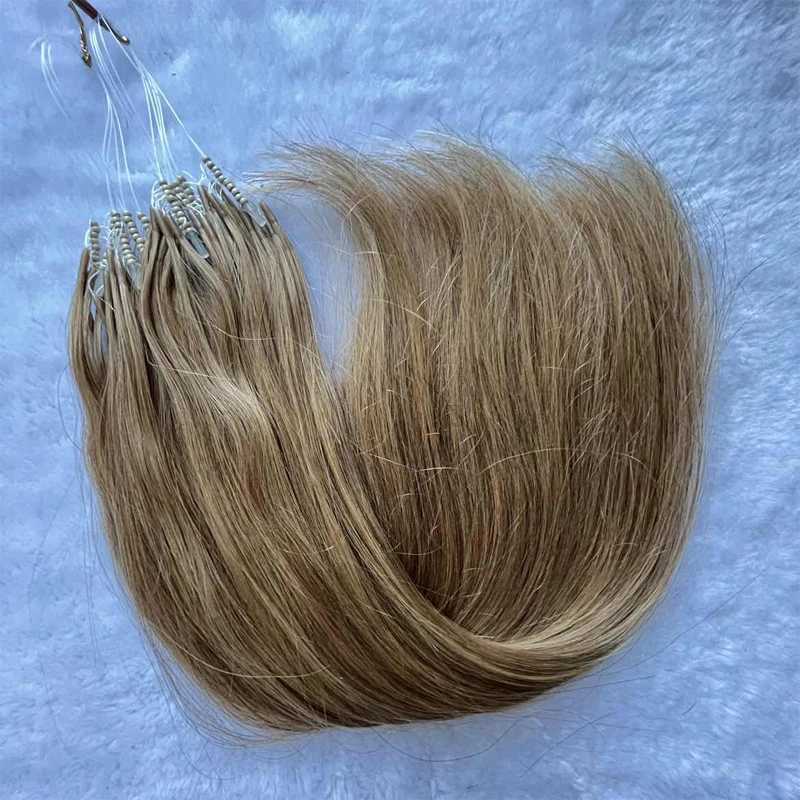 27# Microlink Hair Extensions Human Hair Nano Rings With Fish Line Hair Extension Invisible Machine Remy 0.6g/pcs 50strands/pack S25526
