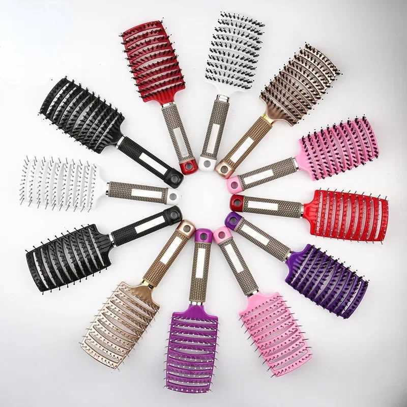 Hairbrush Bristle Nylon Women Wet Curly Detangle Hair Brush Hair Brushes Scalp Massage Comb for Salon Hairdressing Styling Tools R250526