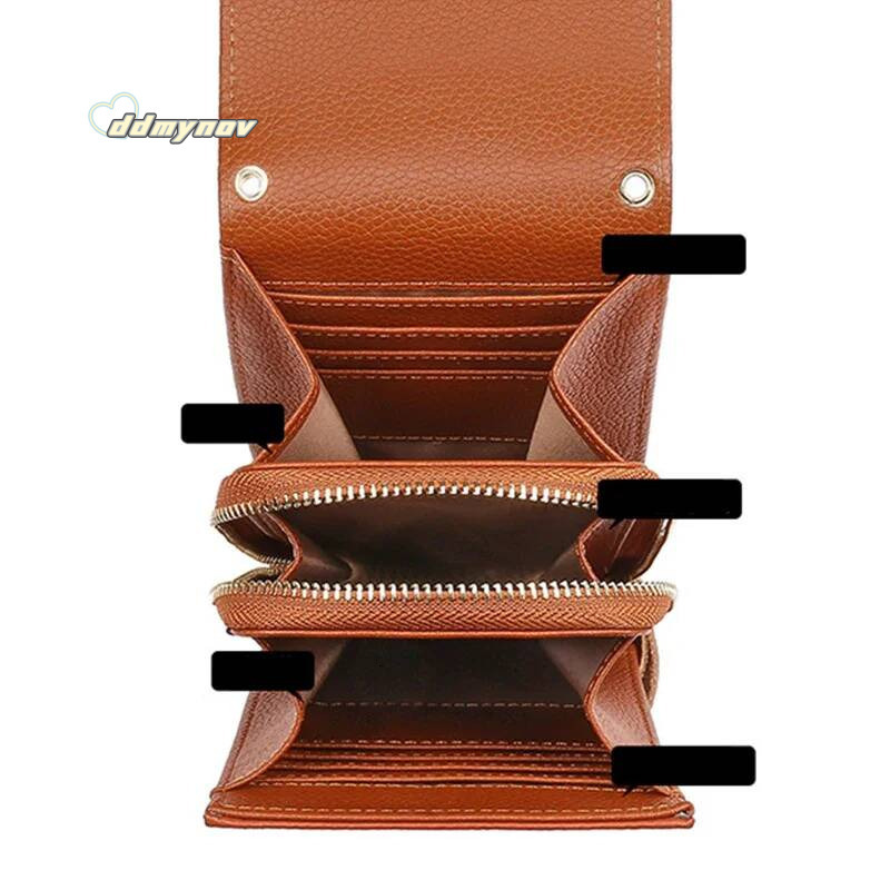 Genuine Leather Phone Solid Color Flip Round Lock Women's Crossbody Bag with Long Shoulder Strap and Credit Card Slot ddmynov