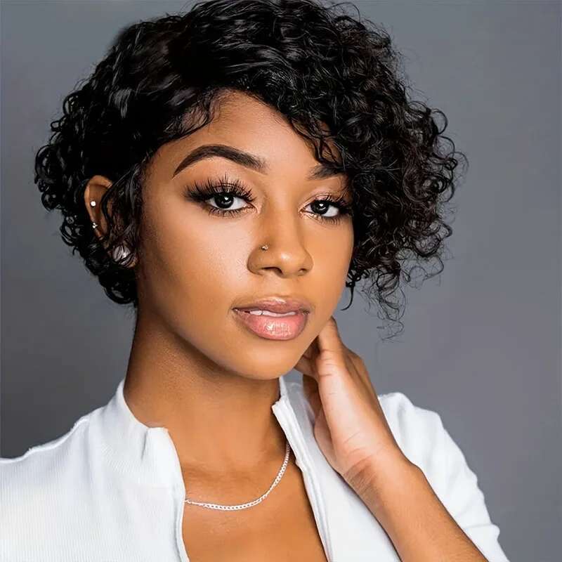Pixie Cut Brazilian Short Bob Curly Lace Front Wigs Human Hair for Black Woman