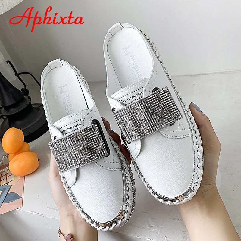Aphixta y Crystals Half Slippers Women Leather Womens Shoes Outside Fashion Platform For Women 250526BJ - view 7