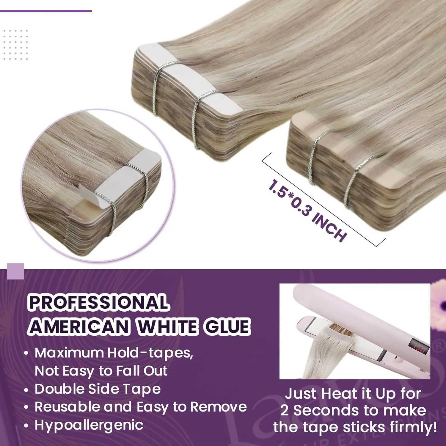 Lavoo Tape in Human Hair Extensions Real Human Hair Brazilian Extension Straight Remy Natural Hair Tape in Extensions 20P 40P S25526