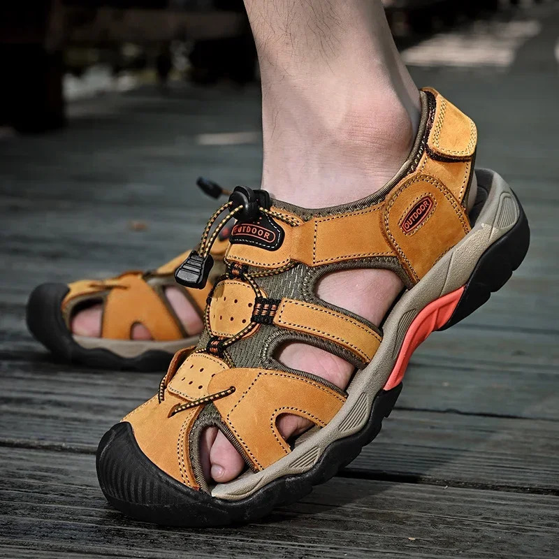 Outdoor Hiking Shoes Summer Mens Sandals Classic Genuine Leather Fashion Light Breathable Nonslip Sneakers 3848 250523BJ - view 4