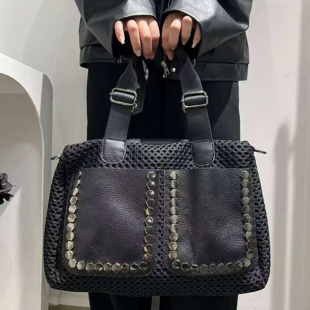 Women's Bags Designer Ladies' Fashion Nylon Mesh Splicing Handbag Large Capacity Personalized Double Sided Available Shoulder Bag