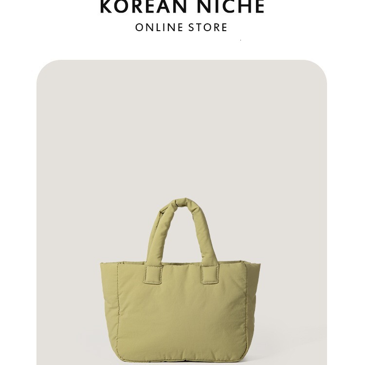 New Autumn And Winter Japanese And Korean Niche Ins Lightweight Nylon Cotton Handbag For Women Simple Casual Large Capacity Tote Bag