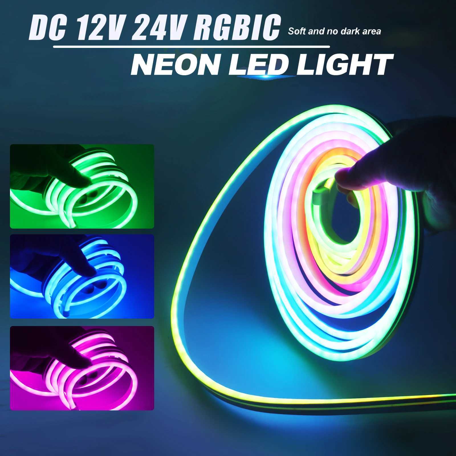 DC 12V 24V WS2811 RGBIC Dream Color Neon Strip Light Waterproof 1M 3M 5M 10M Home Decor Flexible Ribbon Tape Rope LED Strip W250526