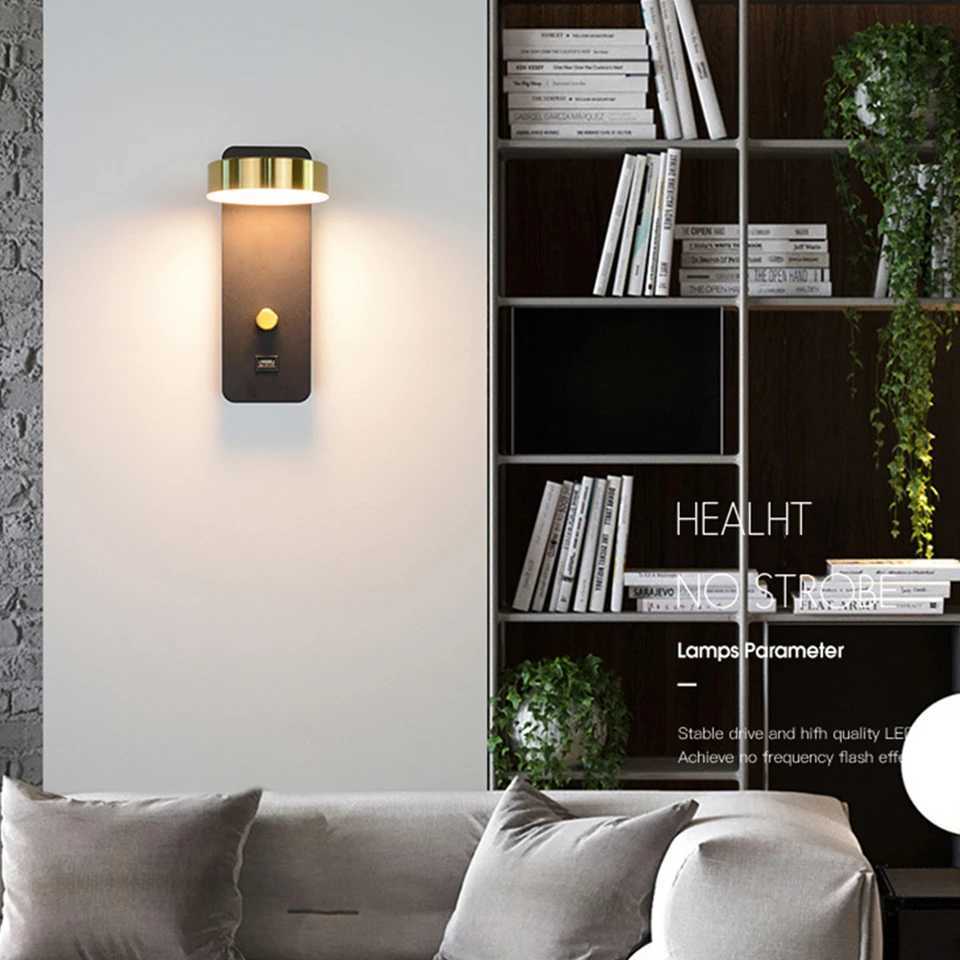 Indoor LED Wall Lamps DC5V USB Charge 110V 220V Dimming Wall Light Bedroom Stair Study Livingroom Wall SconceXJ250526