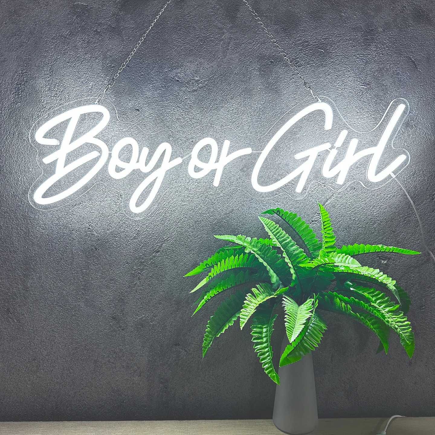 Large LED Light 76cm Boy or Girl Neon Sign for Gender Reveal Baby Birthday Party Decoration Bedroom Festive Lights W250526