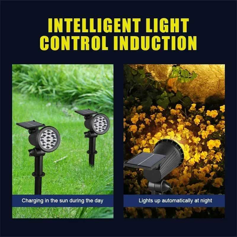 9 LED Solar Spotlights Outdoor IP65 Waterproof Brightness Adjustable Spot Light Garden Backyard Driveway Patio Decor LampXJ250526