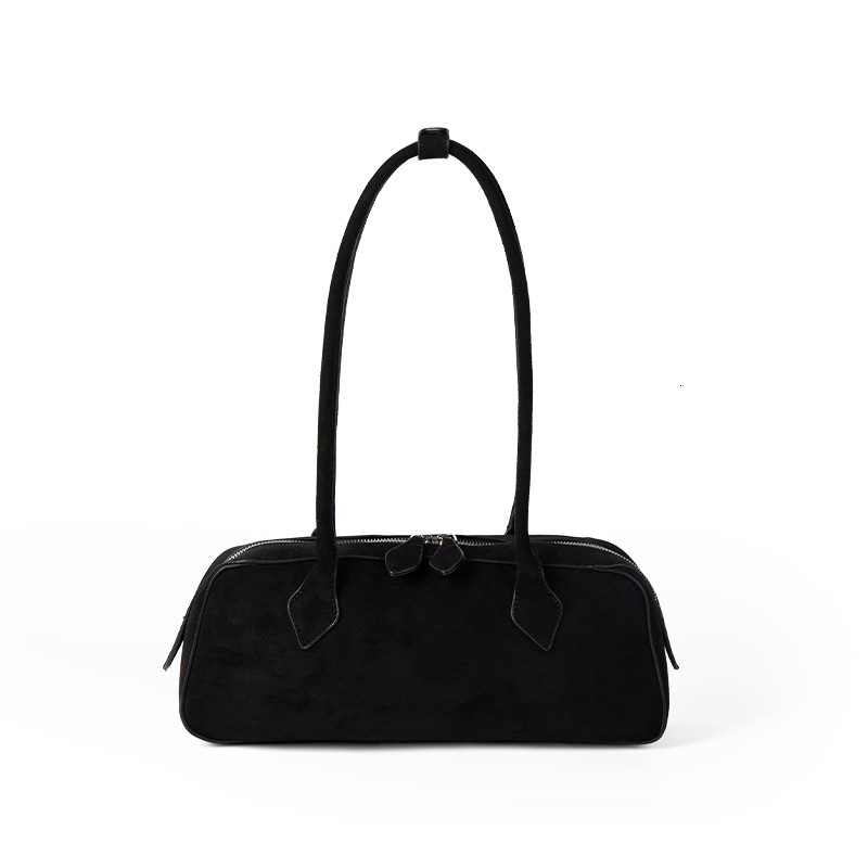 2024 autumn new suede handbag with niche design, versatile, light luxury texture, single shoulder underarm baguette bag