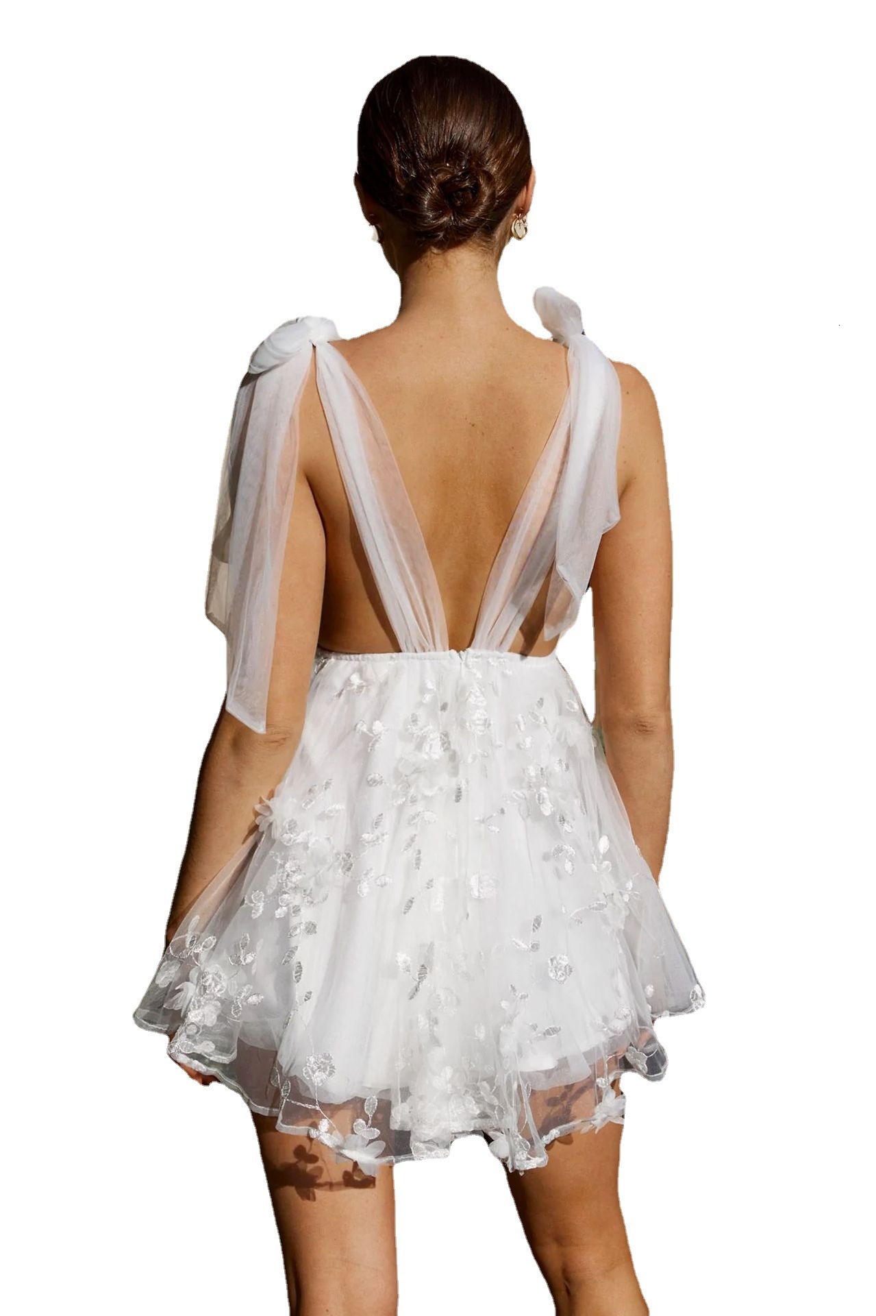 New womens suspender sleeveless dress deep V-back short skirt princess dress