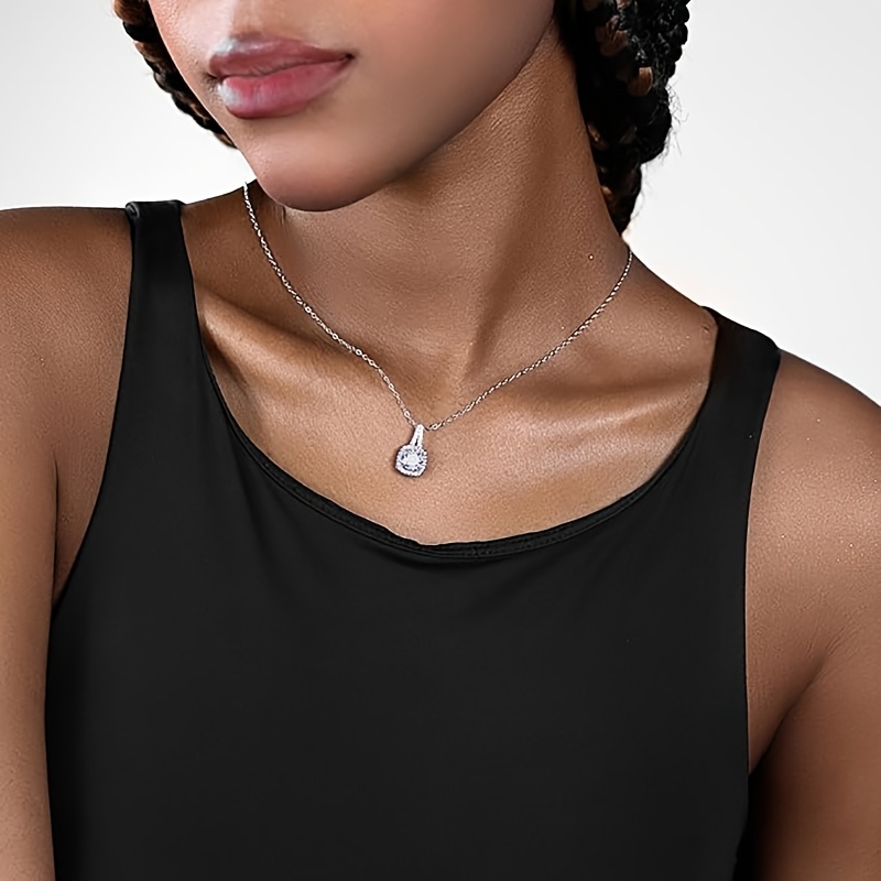 VOBIPY Jewelry Set Necklace for Women Dainty Cubic Zirconia Trendy Pendant Necklace Earrings Ring Jewelry Set Adjustable