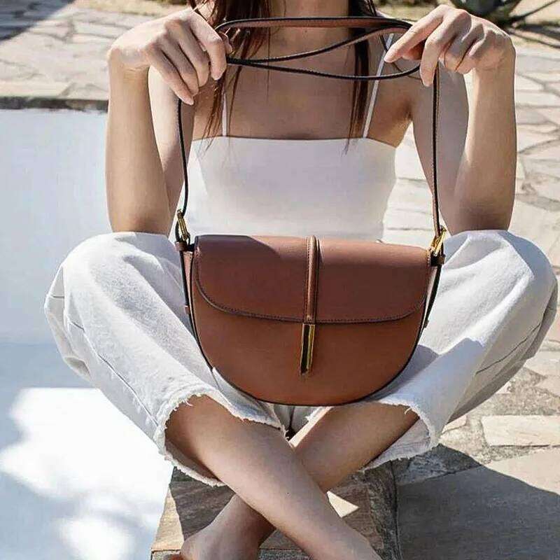 Designer Bag Commuting Women S Armpit Saddle Solid Color Cowhide Fashionable Single Shoulder Crossbody Half Moon