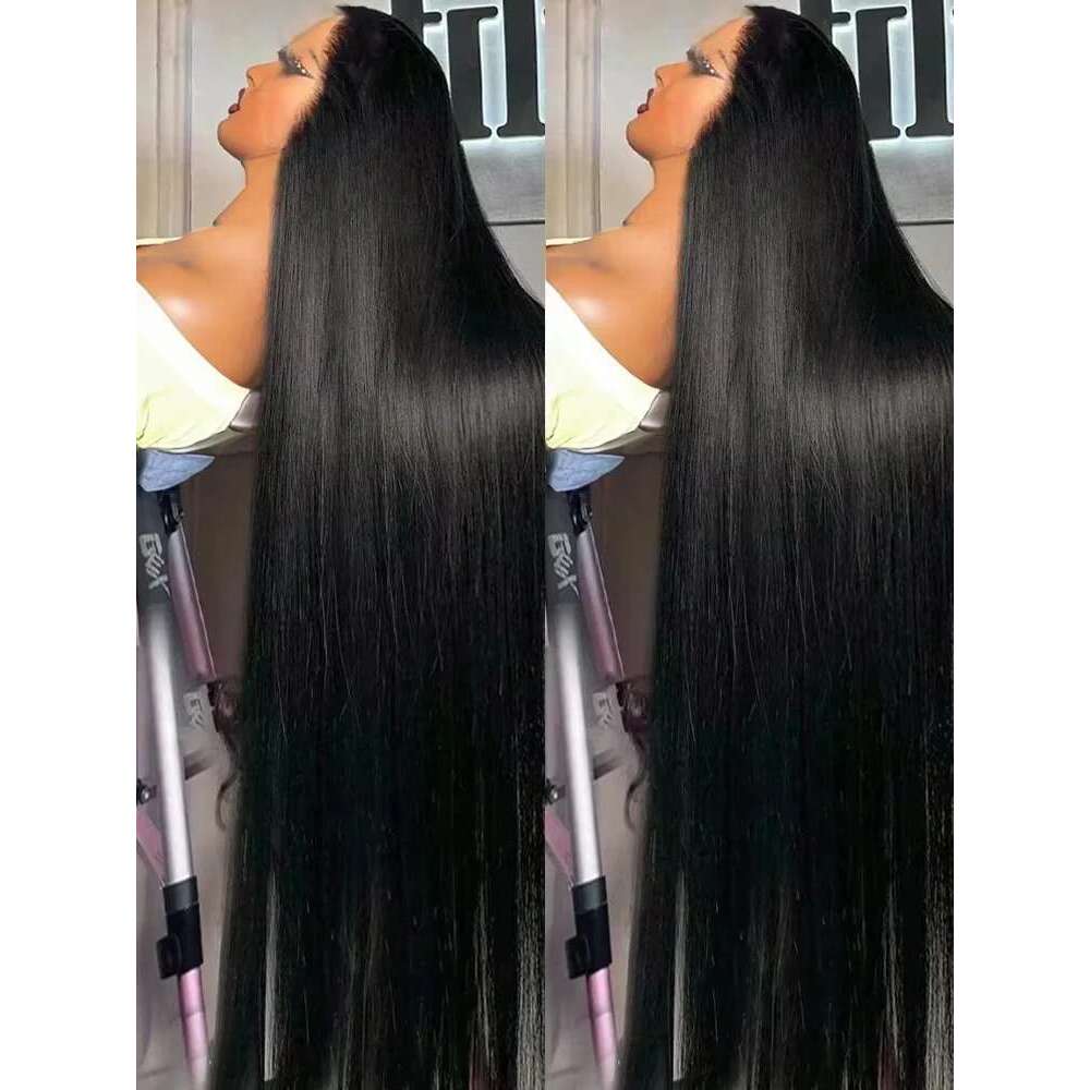 250 300 Density 40 42 Inch Straight 13x6 HD Frontal Human Hair Wigs Brazilian Transparent 13x4 Lace Front Wig For Women