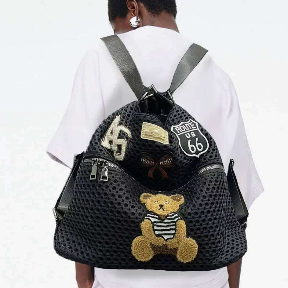 Women's Bags Designer Ladies' Fashionable Ed Mesh Backpack With Large Capacity Retro Patchwork For Women's Wallets And Handbags