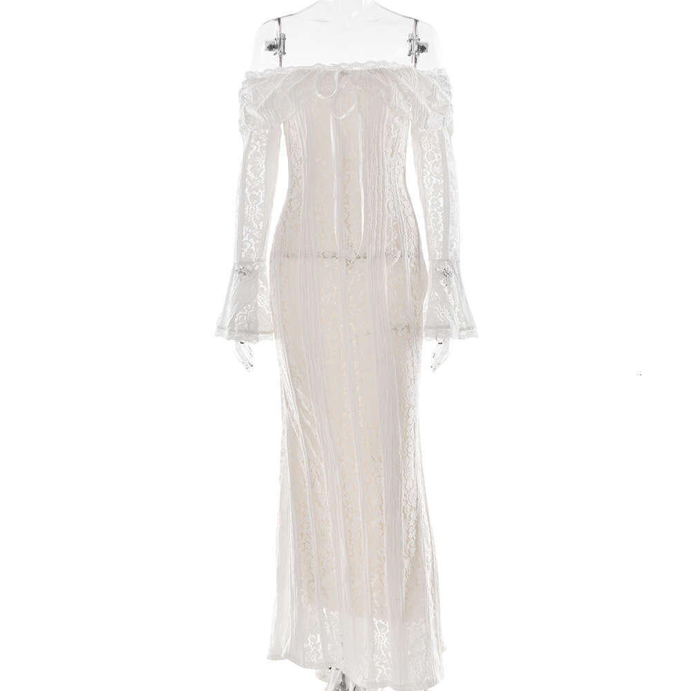 Backless Sexy Dress Fashionable Sexy Lace Bodycon Maxi For Autumn And Winter New Strapless High Waisted Draped Dress With Trailing Hem Sexy Flowy Dres