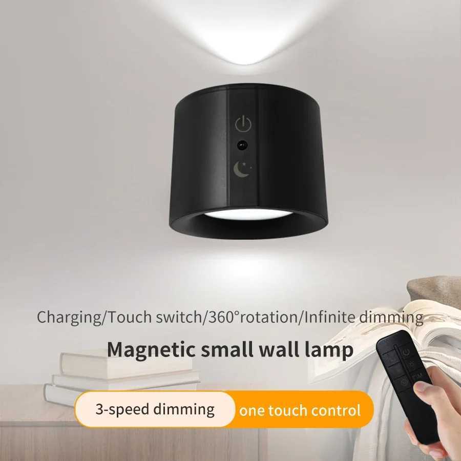 Cordless LED Wall Lamp Rechargeable Night Light with Remote Control Double-Sided Lighting Rotatable Dimmable Bedroom Table LampXJ250526