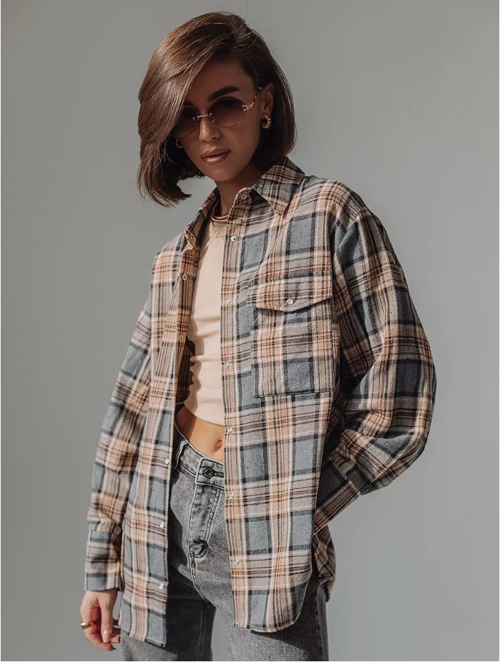 Designer's Summer Women's Loose Casual Mid Length Shirt 2025 New Long Sleeved Checkered Jacket