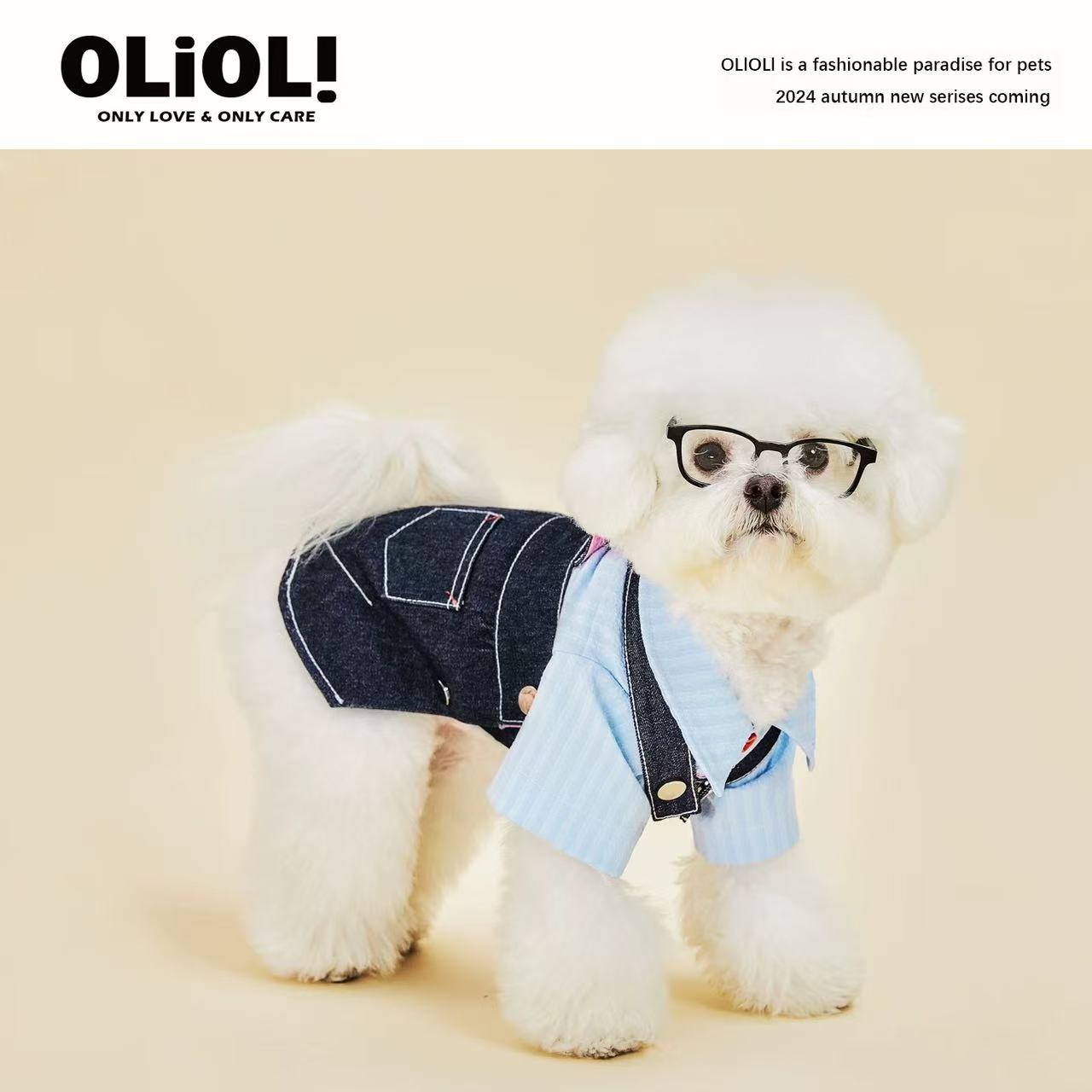 T00302 Pet Clothes Dog Pullable Overalls Bichon Maltese Small Dog Denim Vest
