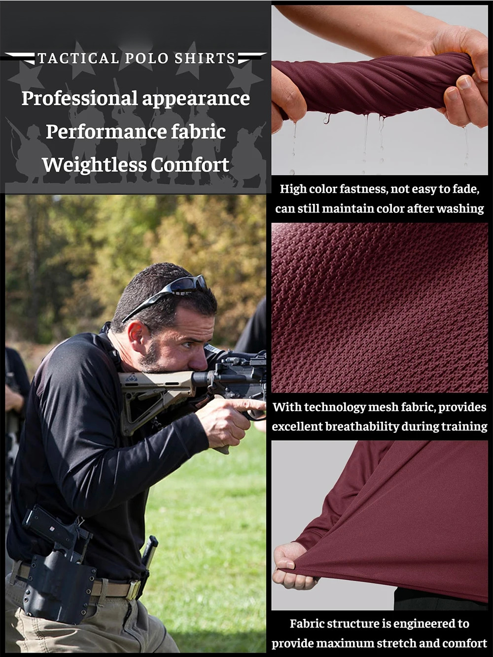 Summer Long Sleeve Performance Quick Drying Polos T-shirts Mens Office Shirt Golf Team Work Shirts Jersey Casual Tops