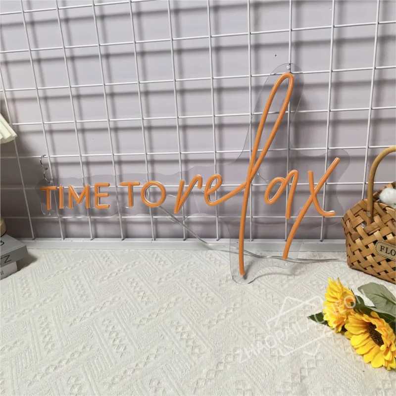 Time To Relax Neon Sign Coffee Bar Decor Neon Lights Room Home Bedroom Decoration Party Neon Art Wall Dimmable USB W250526