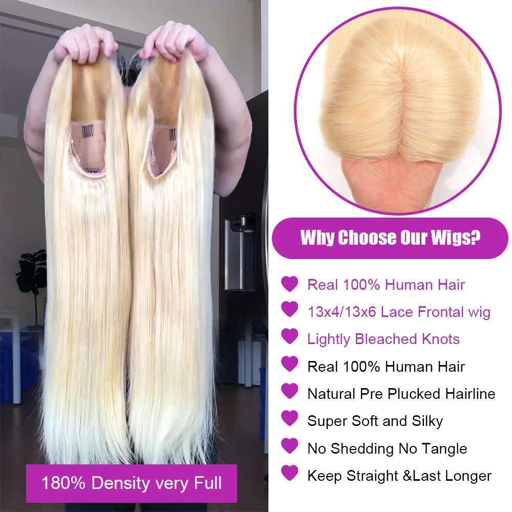 Pretty Diary 30 38 Inch HD 613 Bone Straight 13x6 Lace Front Human Hair Wig Color 250% 13x4 Honey Blonde Frontal Wigs For Women