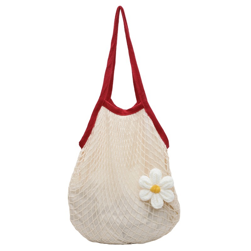 2025 Inner Fabric Foldable Large Fruit Pure Cotton Handheld Mesh Woven Shopping Bag