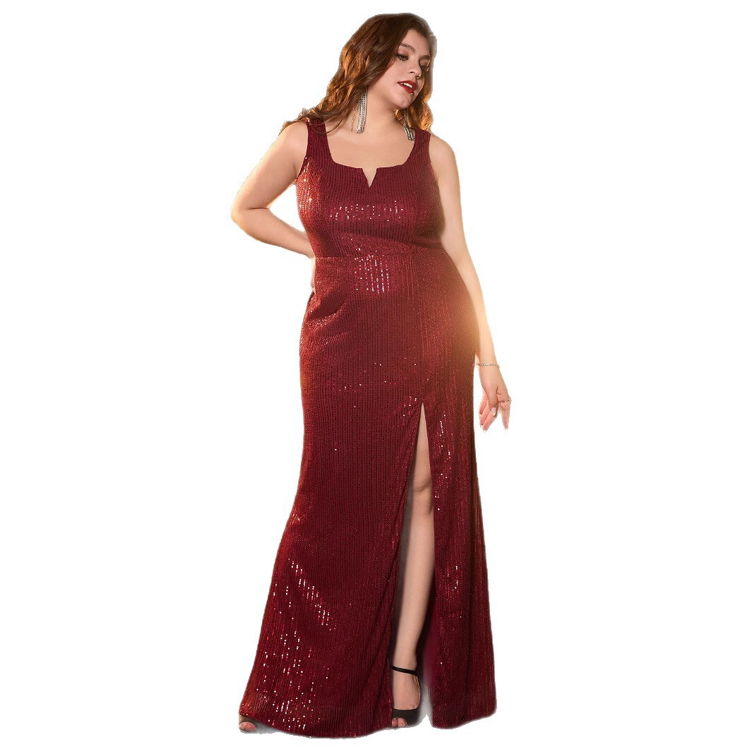 Sexy backless V-neck sequined dress for womens dance parties and evening gowns
