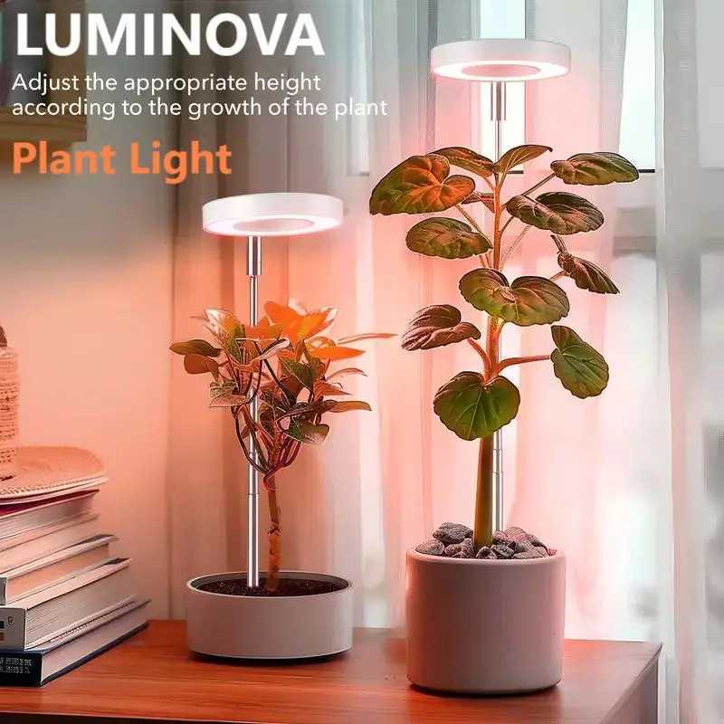 Plant Grow Light 48 LEDs Full Spectrum Grow Lights for Indoor Plants Small Halo Grow Light Timer 3/9/12H Perfect for Small PlantsXJ250526
