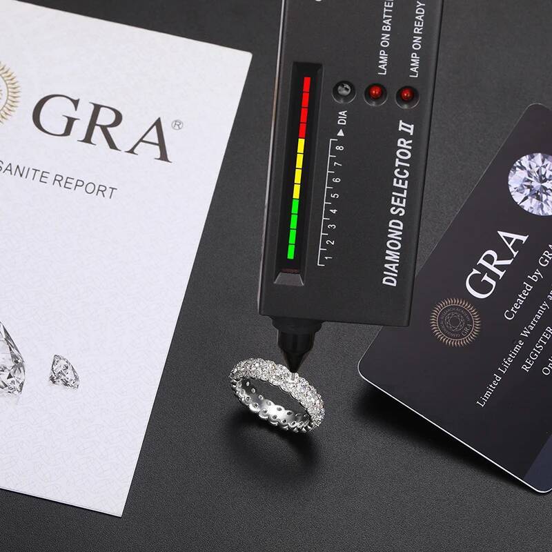 3 Rows 3mm Classic Ring Sier For Women Moissanite VVS1 D Color With Gra Certificate Pass Dia Tester