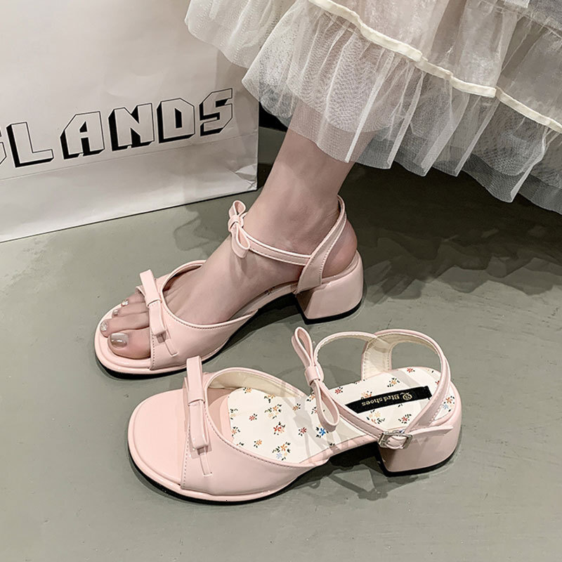 Versatile Fairy style Sandals with Skirts for Women, 2025 New Summer Collection, Short, French Thick High Heels Sandals for Women Casual Shoes Ddmysat