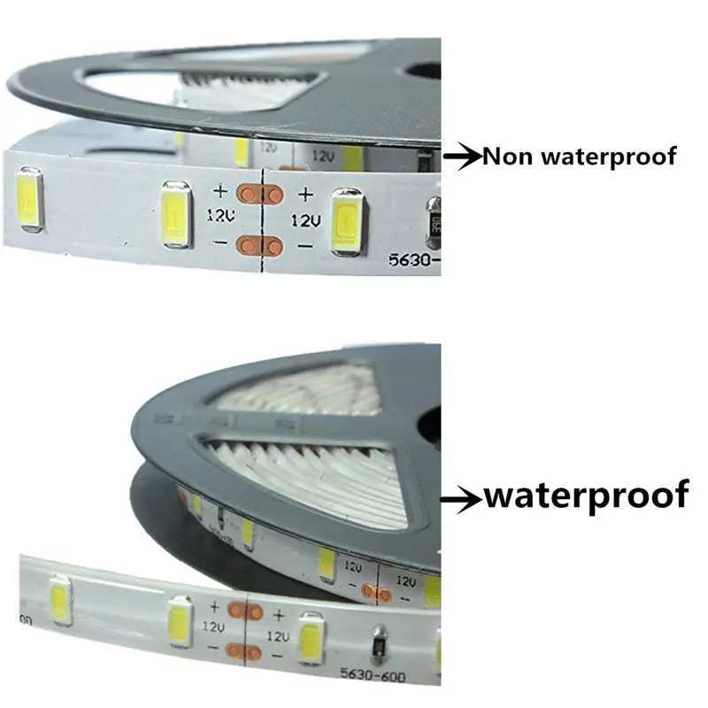 LED Strip Light 5630 5730 Waterproof IP65 12V 5M Warm 3000K 6500K Cold White Natural White 4000K Red Green Blue Flexible Tape W250701