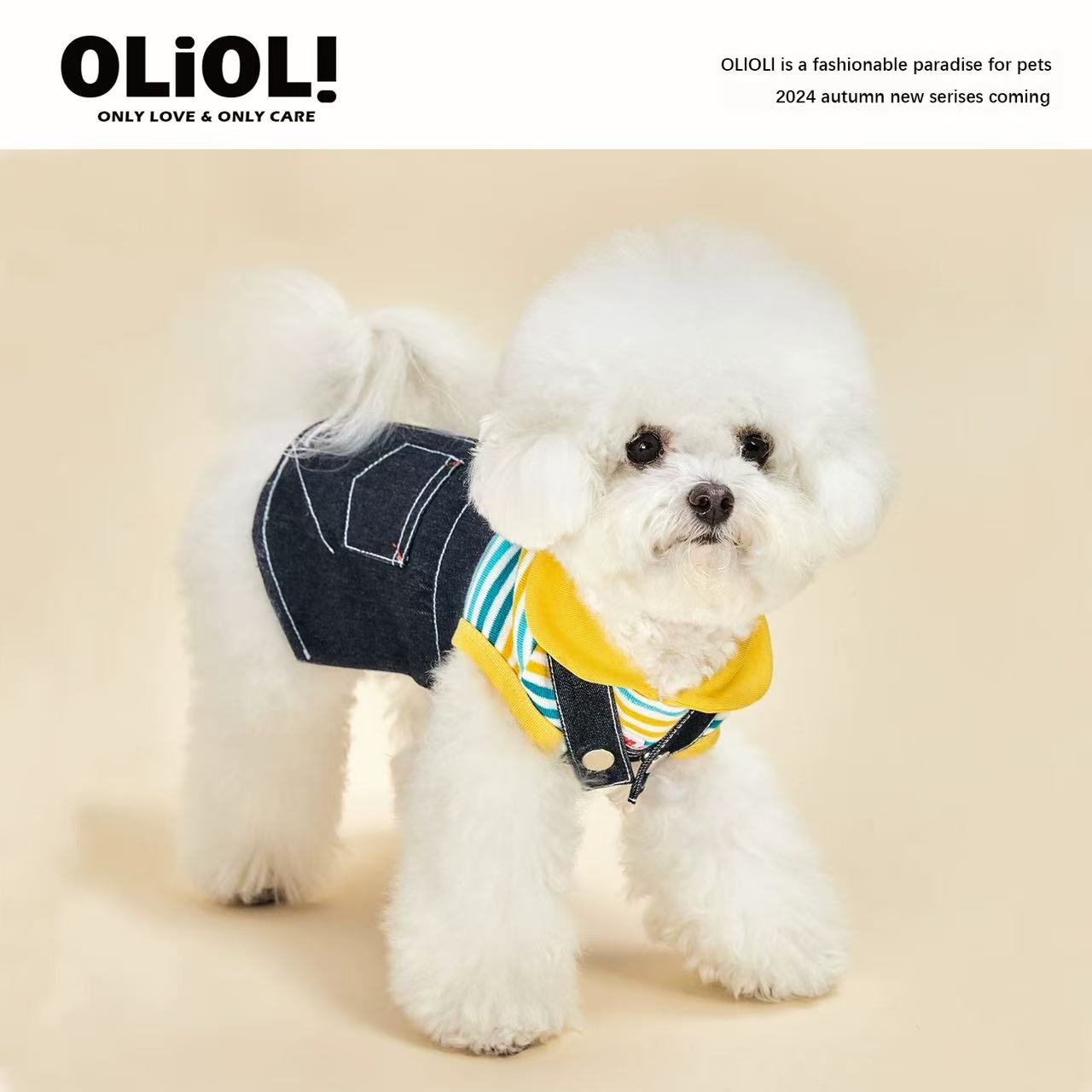 T00302 Pet Clothes Dog Pullable Overalls Bichon Maltese Small Dog Denim Vest