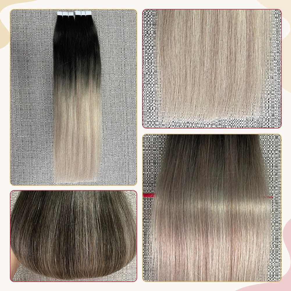 Moresoo Tape in Human Hair Extensions 100% Real Hair Remy Brazilian Hair 14-24inch Straight Natural Adhesives Tape in Extensions S25526