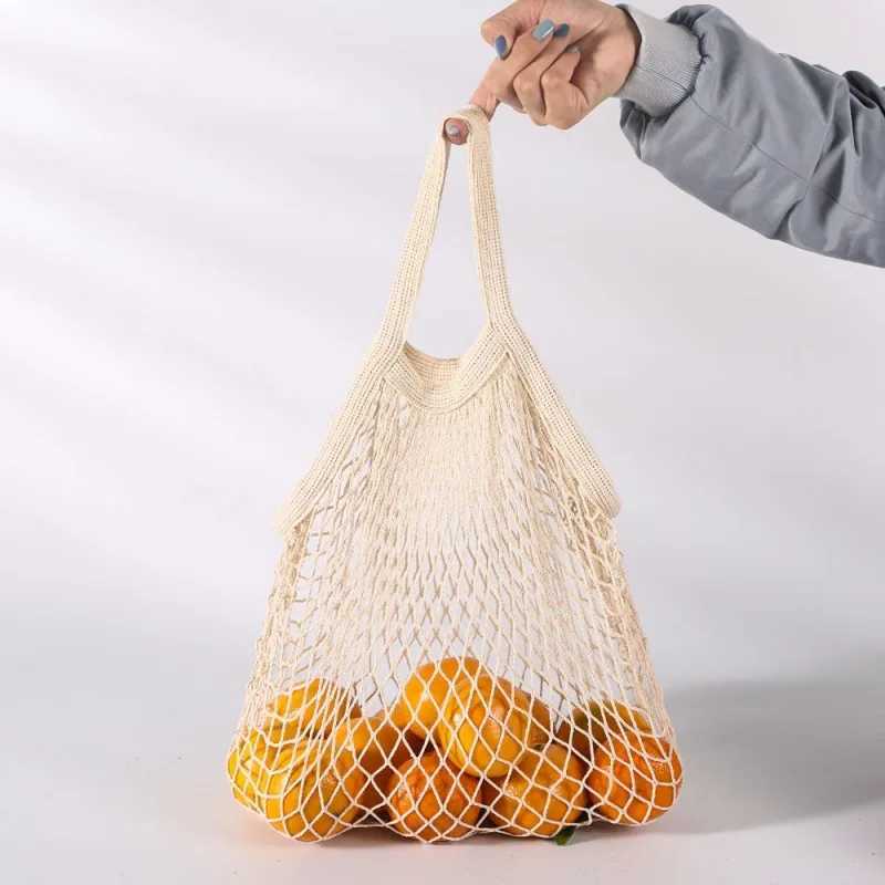 1Pc Portable Reusable Grocery Shopping Bag Mesh Bag Foldableable Grocery Bag Fruit and Vegetable Bag Cotton Net Tote Bag W250524
